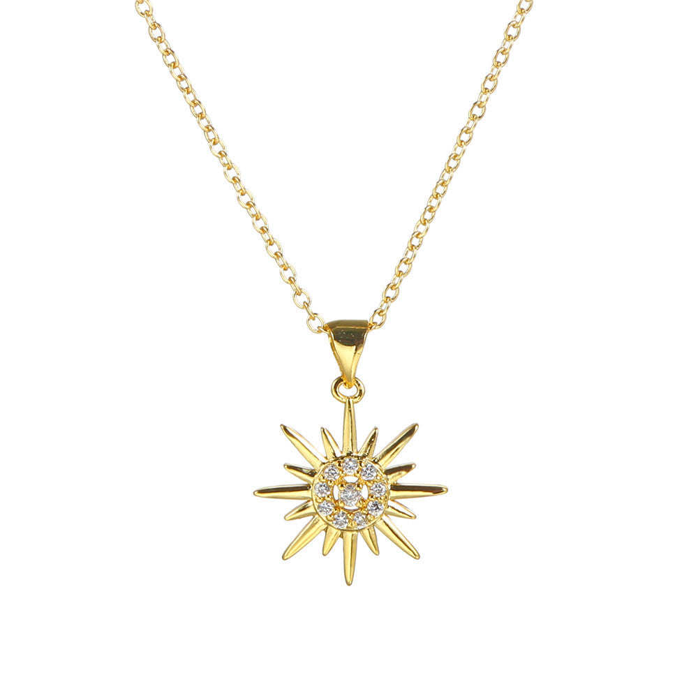 Flower Moon Sun Pendant Necklace For Women