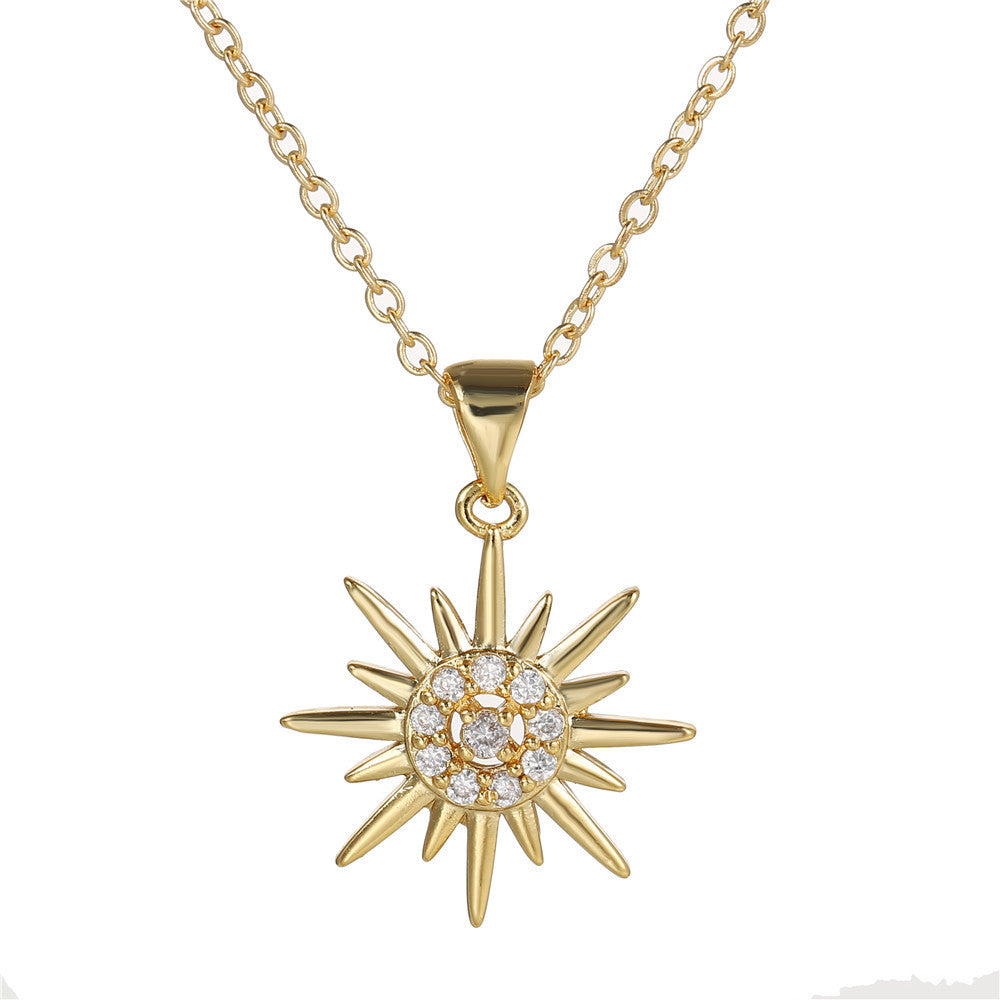 Flower Moon Sun Pendant Necklace For Women