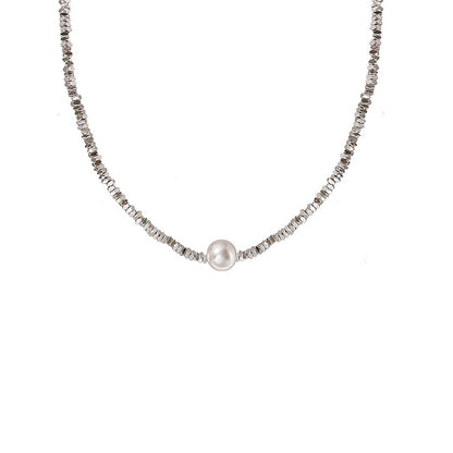 Galaxy Silver Pearl Necklace For Women